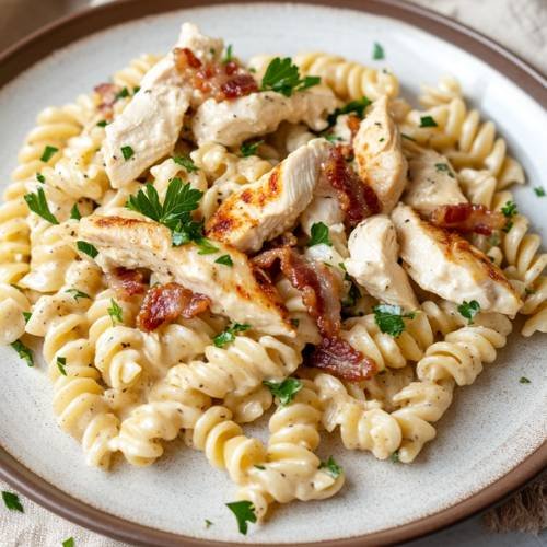 Chicken and Bacon Ranch-Style Pasta  Creamy, Cheesy, and Full of Flavor!
