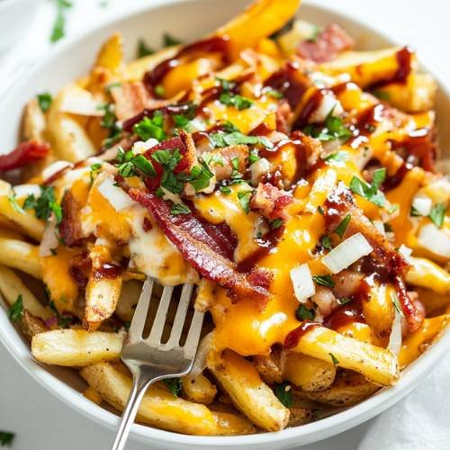 Cheesy BBQ Bacon Loaded Fries Recipe