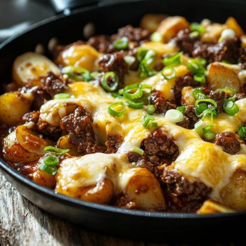 Cheesy Piri BBQ Beef Potatoes  A Flavor-Packed Delight!