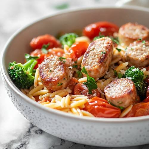 Chicken Sausage and Tomato Orzo  A Quick and Tasty Meal!