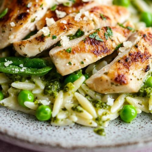 Creamy Chicken and Pesto Orzo  A Flavorful Twist on Comfort Food