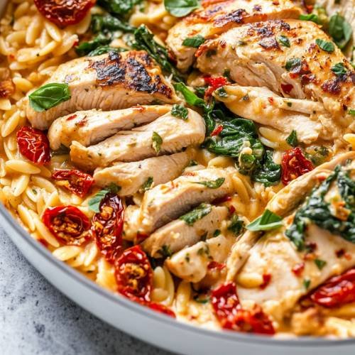 Creamy Chicken and Sundried Tomato Orzo  A Flavorful Dish You’ll Keep Coming Back To
