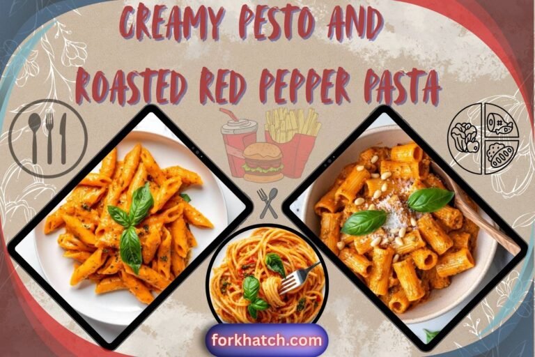 creamy pesto and roasted red pepper pasta
