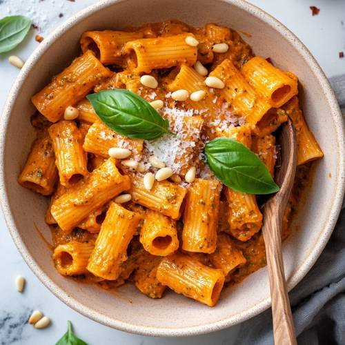 Creamy Pesto and Roasted Red Pepper Pasta  A Healthy Twist on a Comfort Classic!