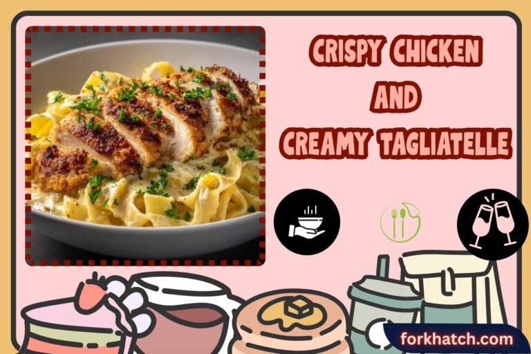 crispy chicken and creamy tagliatelle