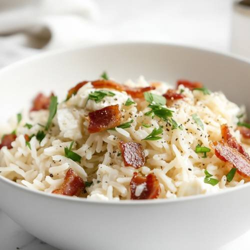 One-Pot Smoky Bacon and Mozzarella Rice  A Deliciously Flavorful Dish