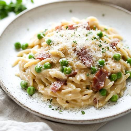 ORZO CARBONARA  Creamy, Cheesy, and So Easy 