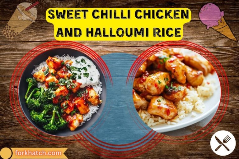 sweet chilli chicken and halloumi rice