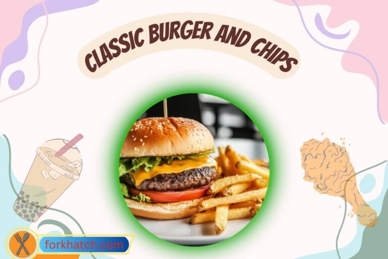 classic burger and chips