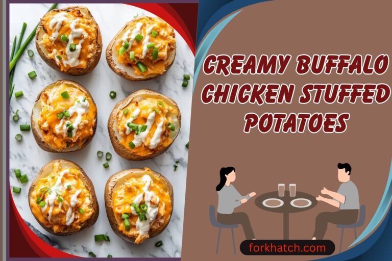 creamy buffalo chicken stuffed potatoes