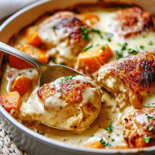 Creamy Cajun Chicken and Sweet Potatoes