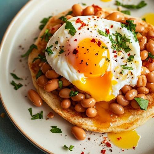 Eggy Crumpets with Beans 