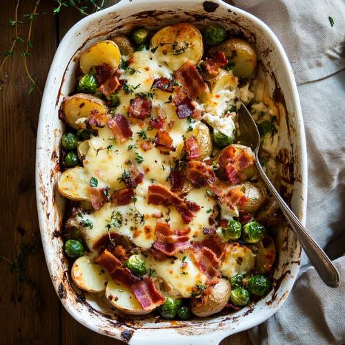 Festive Loaded Roast Potatoes – Crispy Christmas Roasties Loaded with Turkey & Gravy
